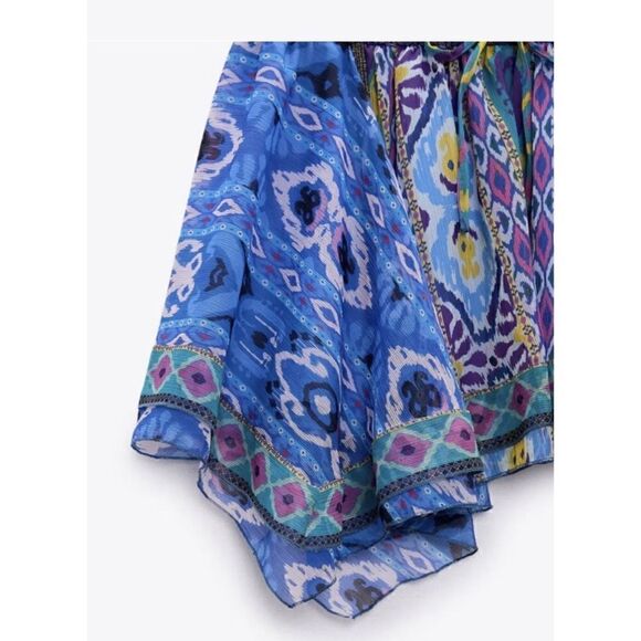NWT Zara High Waisted Aztec Tribal Printed Asymmetric Hem Pull On Mini Skirt - Picture 12 of 16
